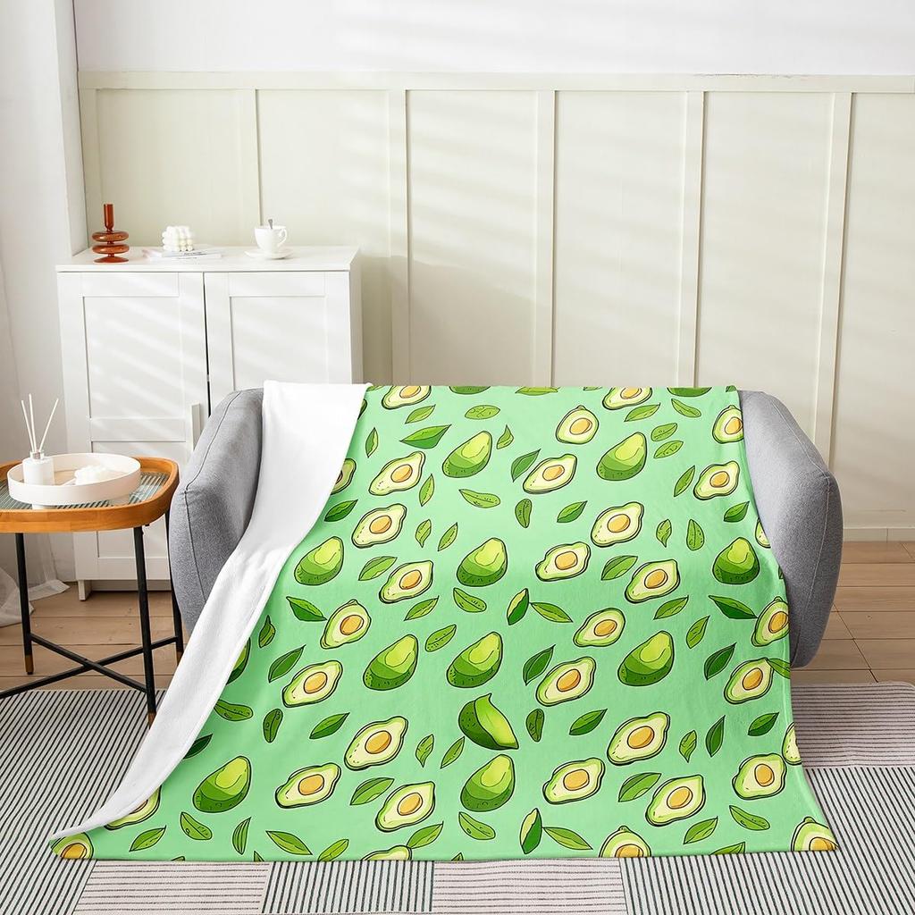 Avocado Throw Blanket,Soft Lightweight Flannel Blankets for Bed Couch Sofa, All Season Warm Cozy Fuzzy Plush Microfiber Blanket