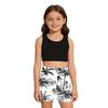 Girls 3 Piece Bathing Suit Sleeveless Crop Top Strappy Back Round Neck and High Waist Print Shorts with Panty for Swimming Pool