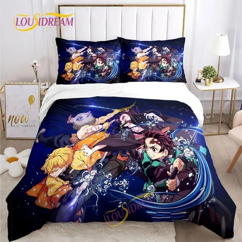 Demon Slayer's Japanese Cartoon Style Children's Bedding Set Duvet Set Comfortable Bed Full Size Children's Girl Boy Gift