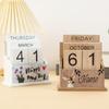 Calendário de Mesa Flip de Madeira Criativo INS - Decoração Minimalista para Escritório em Casa