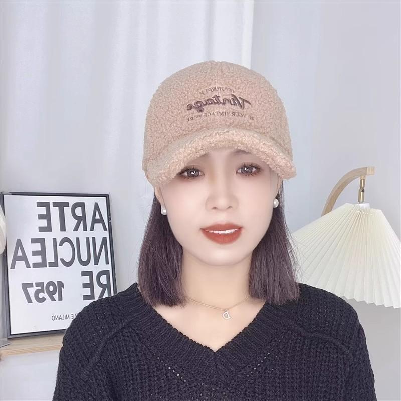 Lamb Plush Baseball Cap Women's Winter New Fashion Versatile Hat Autumn and Winter Fluffy Cap