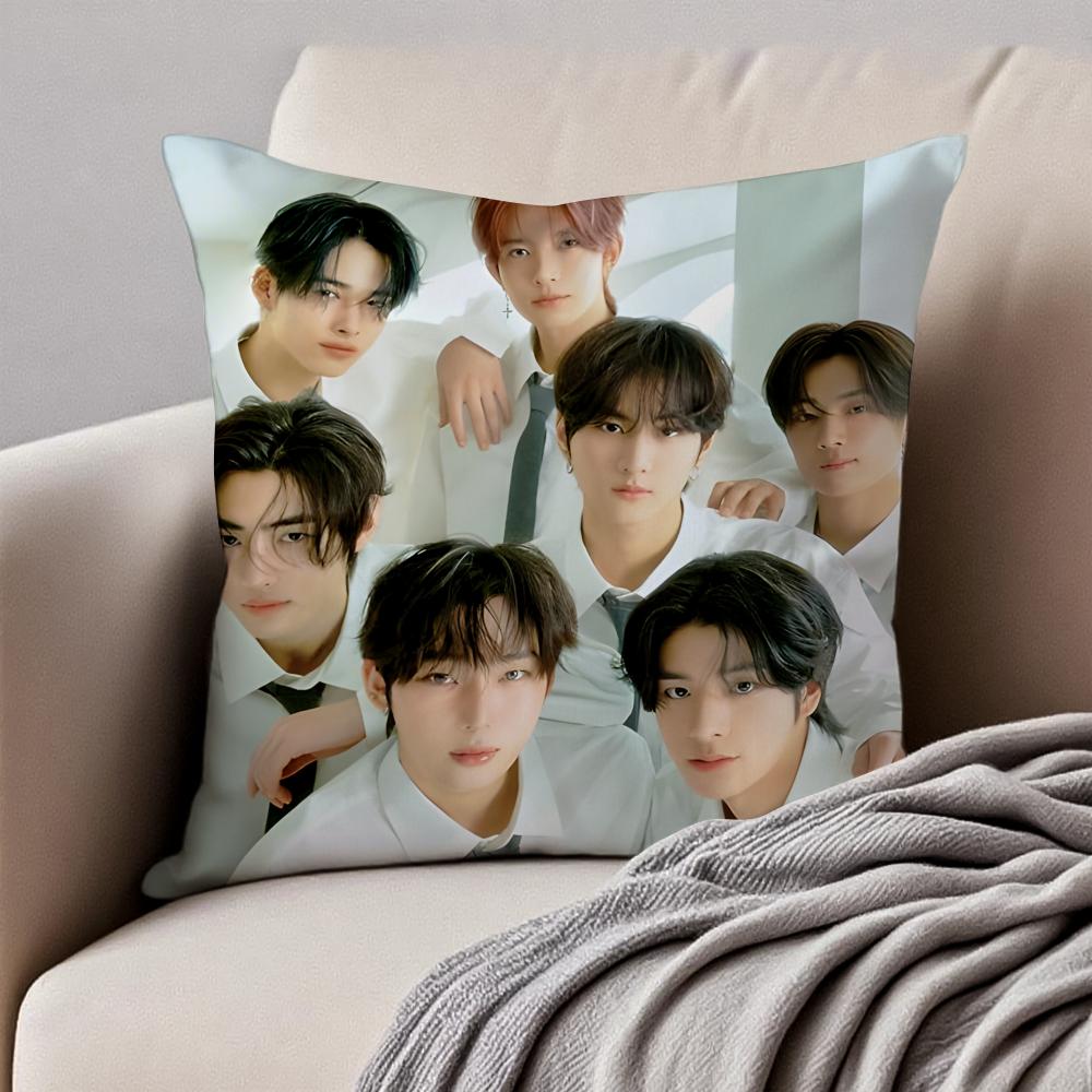 Fashion KPOP BOY TEAM EENHYPENS Cushion Cover Pillowcase Antidustmite Invisible Zipper Short Plush Sofa Cushion