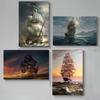 Pirate Sailor, Sailing Ship, Canvas, Art, Wall Decoration for Home, Sunlight, Waves, Painting, Poster and Prints, Living Room Photos, Decor