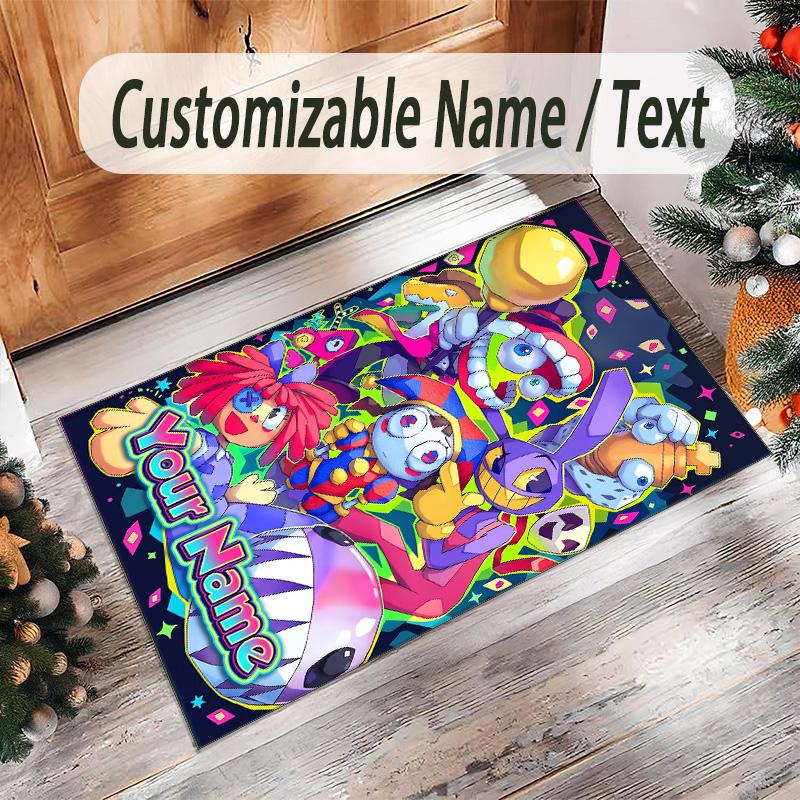 Personalized Crystal Velvet Carpet Custom Name Text,The Amazing Digital Circus Anti Slip Area Rug For Home Decoration