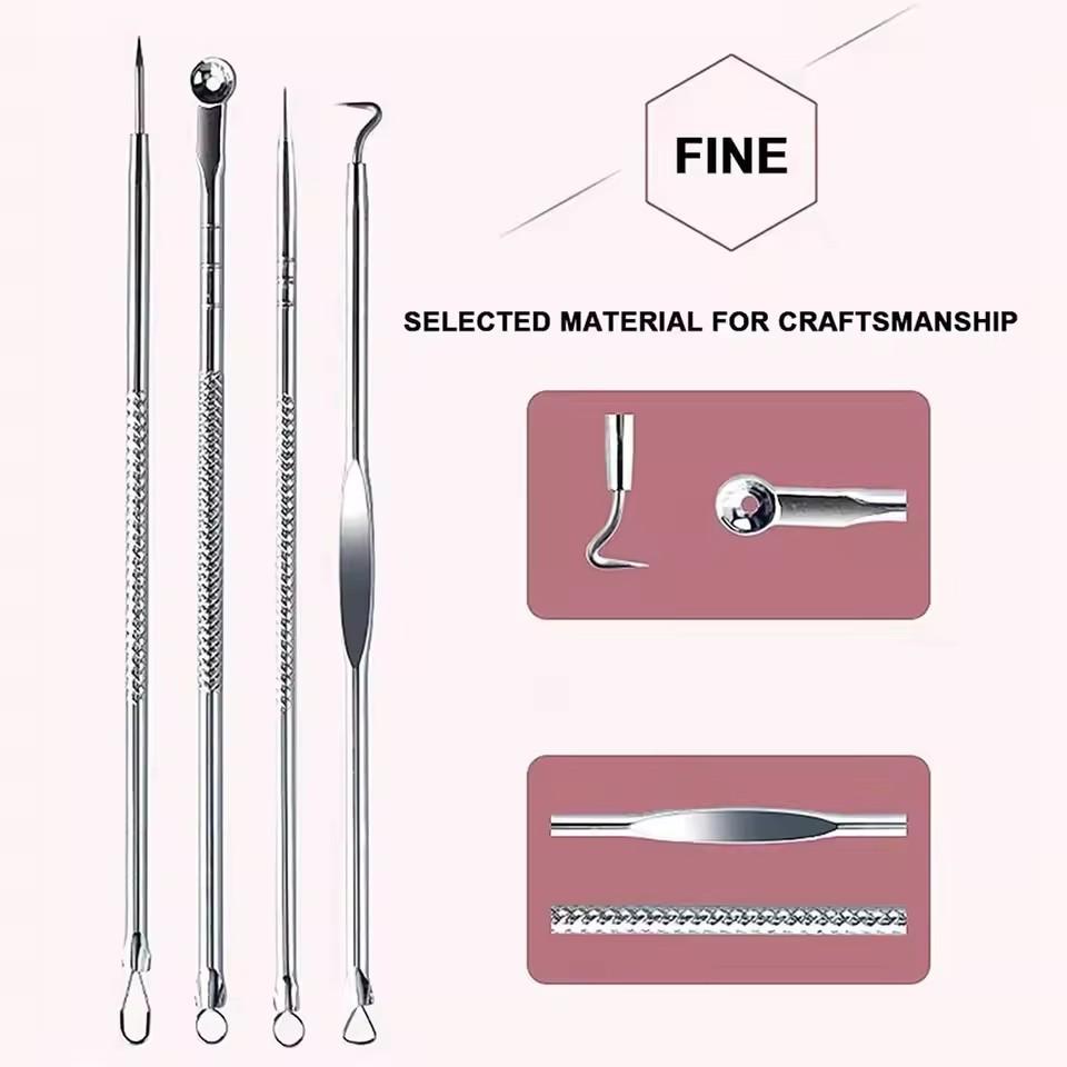 Aiguille anti-acné pour éliminer les points noirs, ensemble de 4 pièces, aiguille multifonctionnelle pour le nettoyage du visage, outil magique spécial pour éliminer l'acné, ne blesse pas la peau