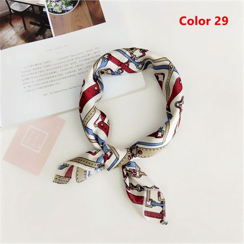 Fashion Women Small Vintage Hair Tie Band Head Neck Square Scarf Silk Feel Satin