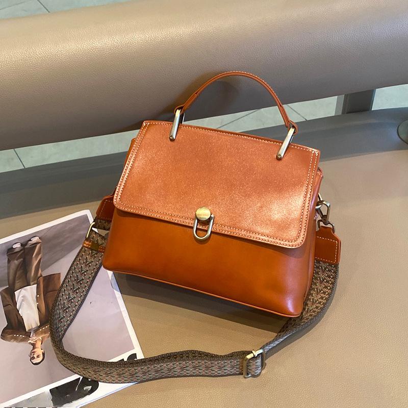 Women's Bag Fashion Large Capacity Single Shoulder Crossbody Bag with Genuine Leather Top Layer Cowhide Handbag Small Square Bag