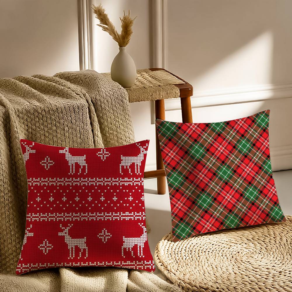 Christmas Reindeer Pillow Case Sofa and Living Room Decorative Cushion Covers Dust-proof and Mite-proof Invisible Zipper