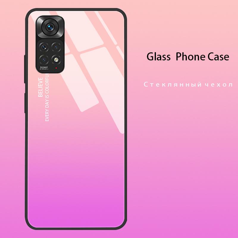 For Redmi Note 11 Cases Note 11S Tempered Glass Hard Back Cover For Xiaomi Redmi Note 11 12 13 Pro Plus 5G Case Funda Note11 S