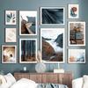 Valley Fog Train Castle Corridor Forest Feather Wall Art Print Canvas Painting Nordic Poster Wall Pictures For Living Room Decor