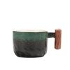 Blue Ceramic Coffee Mug Retro Wooden Handle Filter Tea Mug Office Water Cup Solid Color Gradient Glaze Coffee Cup TeaCup