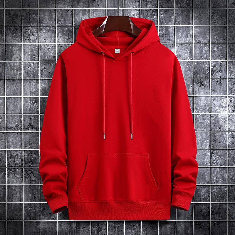 Men's Hooded Round Neck Long Sleeve Heavy Trend Solid Color Autumn Pure Cotton Sweater Men