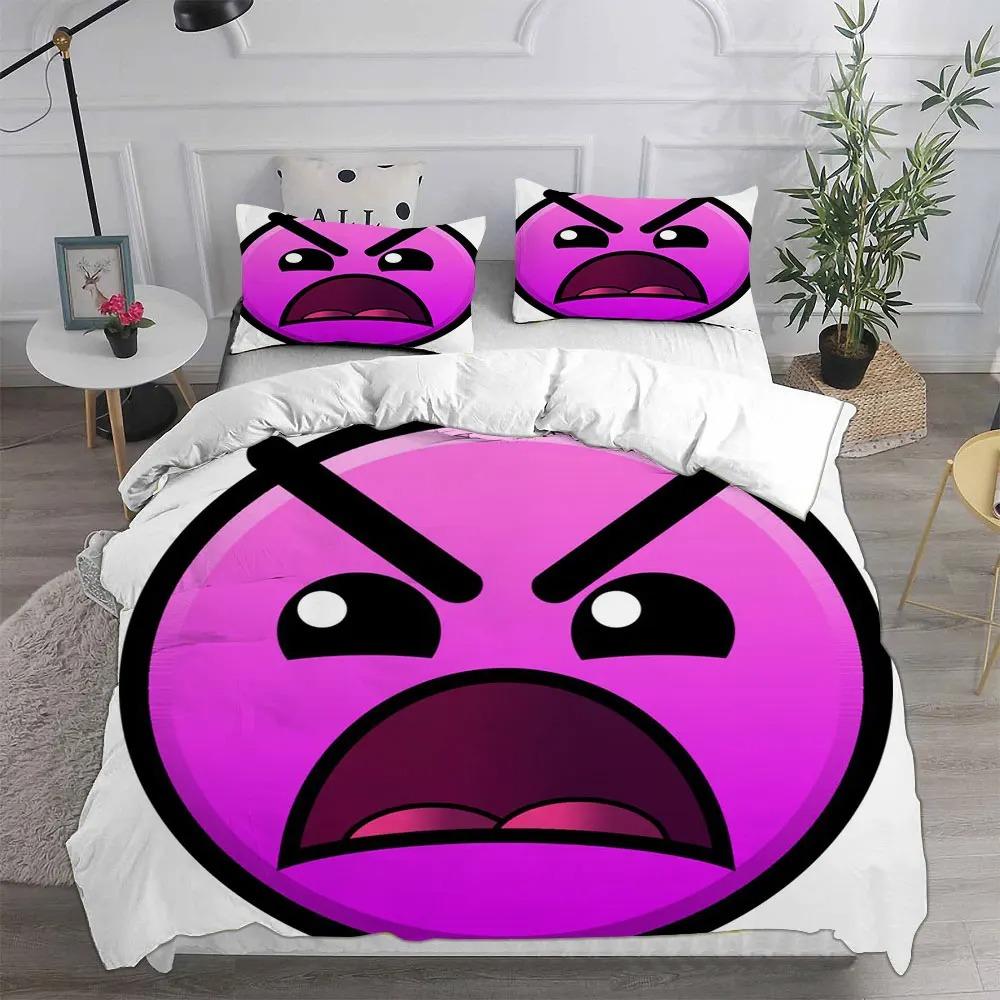 Ensembles de literie Geometry Dash Couette Couvre-lit Housse de couette Taie d'oreiller Ensembles 2-3 pièces Tailles enfant Adulte