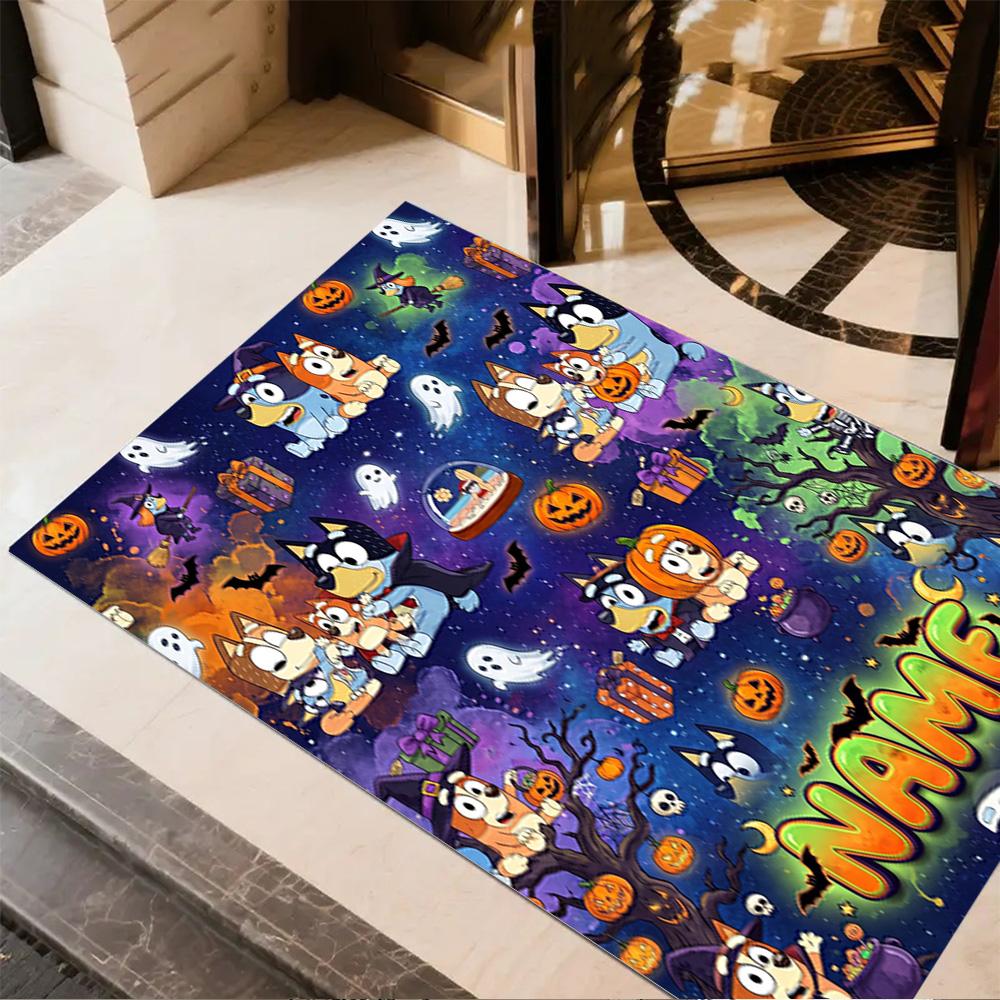 Halloween Friends Trick-or-treat Personalized Text Carpet Suitable for Study room Foyer Playrooms Entryway Anti-slip Rug Anime Office Decor