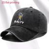 Adjustable Vintage Washed Baseball Cap with Umbrella and SALTY Print Unisex Fashionable Streetwear Ideal for Gifts