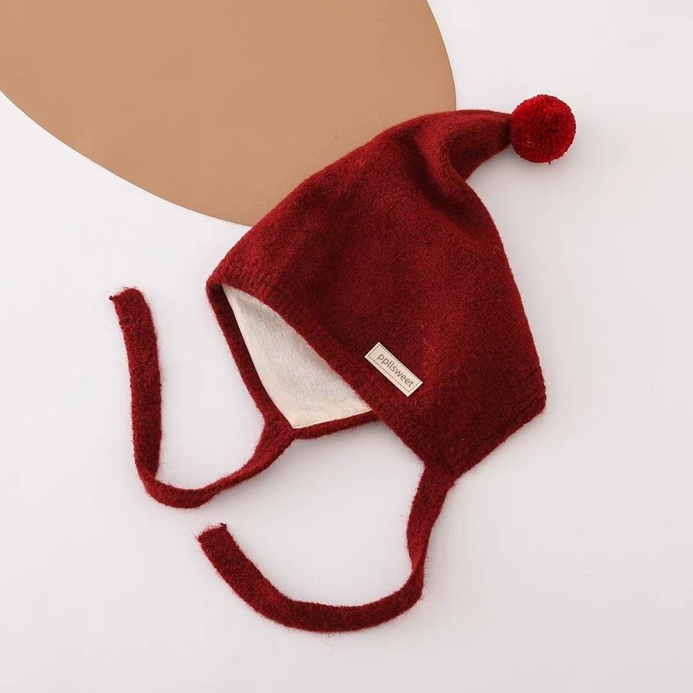Adjustable Tie Straps Baby Winter Hat Thick Warm Pointed Earflap Hat Kids Knit Hat Baby Girls