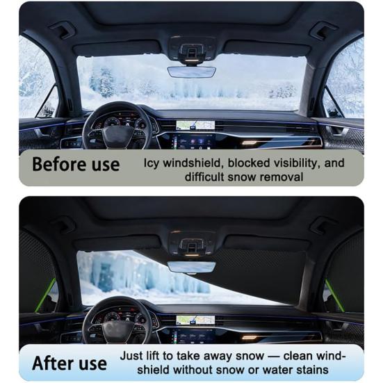 Car Windshield Magnetic Snow Cover 4-Layer Windshield Cover Winter Snow Ice Sun Frost Protector Cover for Most Vehicle SUV Truck