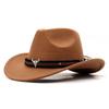 Western Cowboy Hat Jazz Knight Hats For Men Ethnic Style Felt Hats With Bull Shaped Decor Grassland Country Hat Sombrero