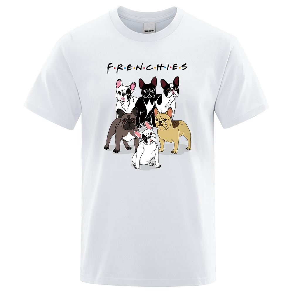 Frenchies Dachshund Pug Mens T-Shirts Loose Fashion Oversize Clothes Summer Anti-Wrinkle T Shirts Hip Hop Streetwear Cotton Tops