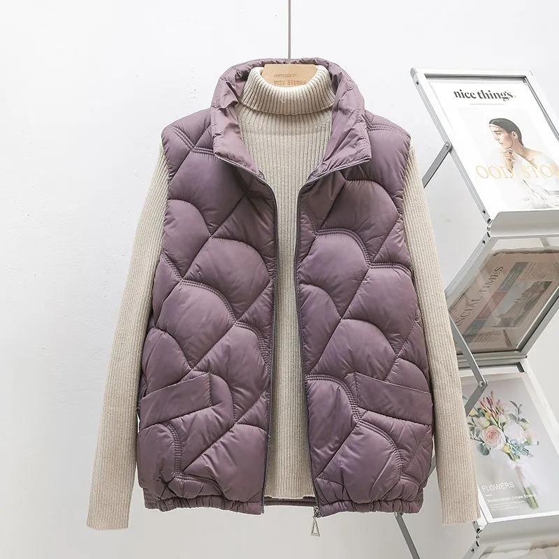 Puff vest Women Zimní Puffer Bunda bez rukávů Dámská Teplá bavlněná bunda Vesta Cardigan Korejská móda Kabáty Oblečení