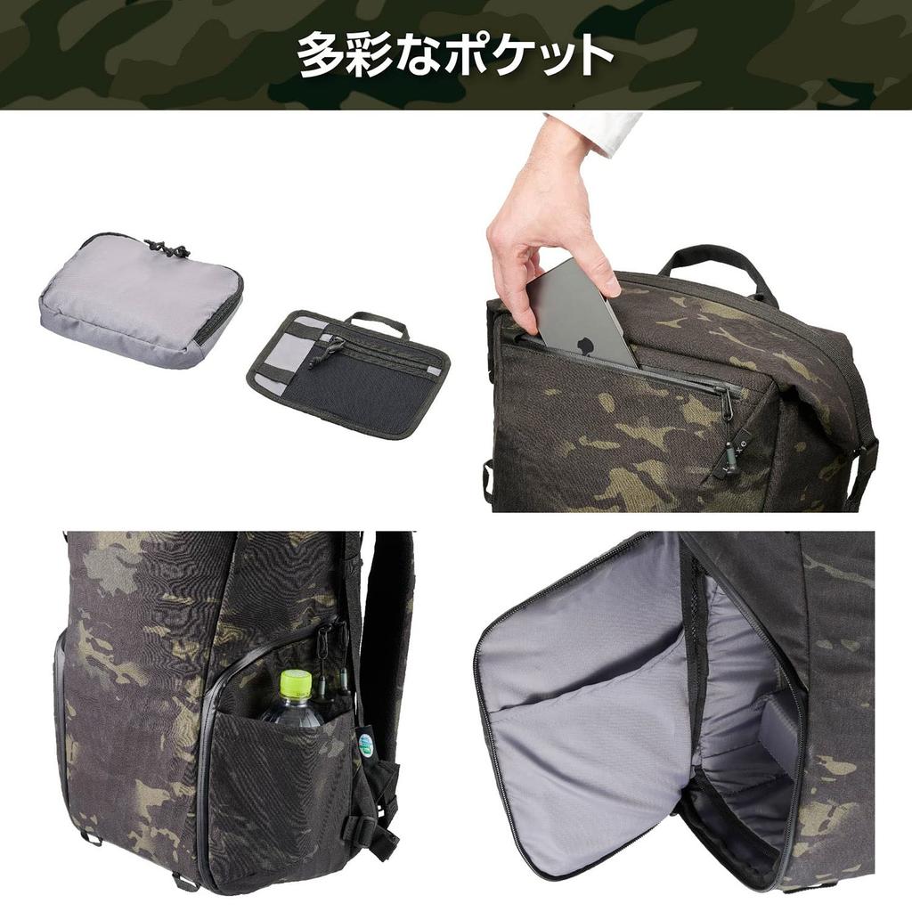 HAKUBA HAKUBA Camera Bag LUXXe Field Roll Top Backpack 28 Black Camo 28L Camera Backpack Highly Functional Material YKK Zipper Uses Water Repellent