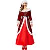Adult Women Christmas Xmas Red Velvet Hat Dress Gown Set Halloween Role Play Dress Up Cosplay Costume