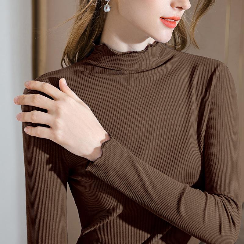 Bottom Shirt Women's Semi-turtleneck Latest Women Clothing Age-reducing Autumn and Winter Inner Waist Top