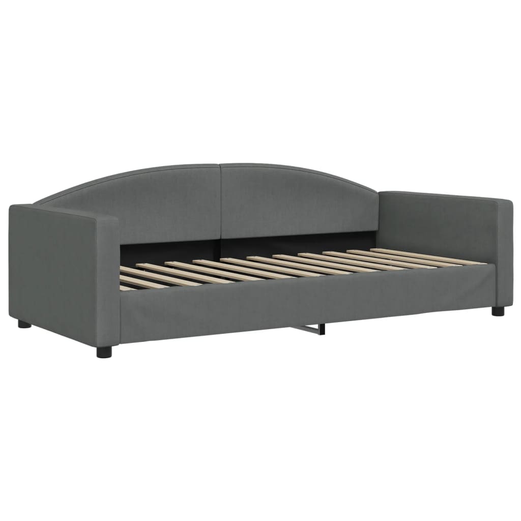 Pull Out Daybed with Drawers Dark Grey 90x200 cm Fabric