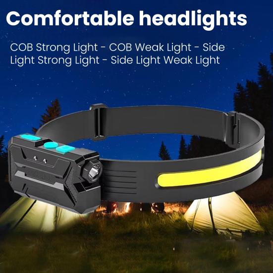 Multi-function Headlight with Motion Sensor 5 Modes Adjustable Waterproof USB Rechargeable Hands-free Outdoor Camping Night Running Fishing Headlamp