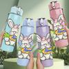 1PC Easter Bunny Cute Rabbit Cartoon Print 750ml Color Plastic Sports Water Bottle Leakproof Flip Straw Lid Suitable for Sports Office Home Use