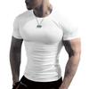 T-shirt da Uomo Girocollo Manica Corta tinta unita, vestibilità slim, in misto cotone, per Allenamento Muscolare, Palestra, Uso Quotidiano Casual, Top Tee Street