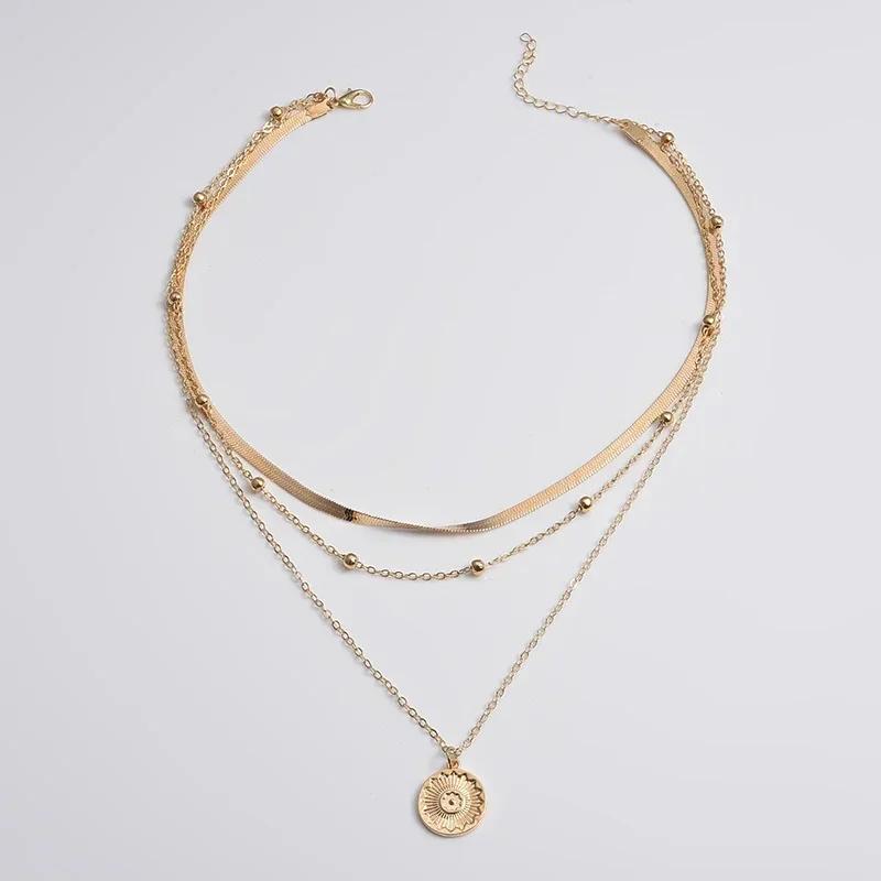 925 Silber Drei-Schicht-Rundhalskette für Damen Einfache Schlangenkette Charm-Kugelketten Party-Geschenk Exquisiter Schmuck für Damen