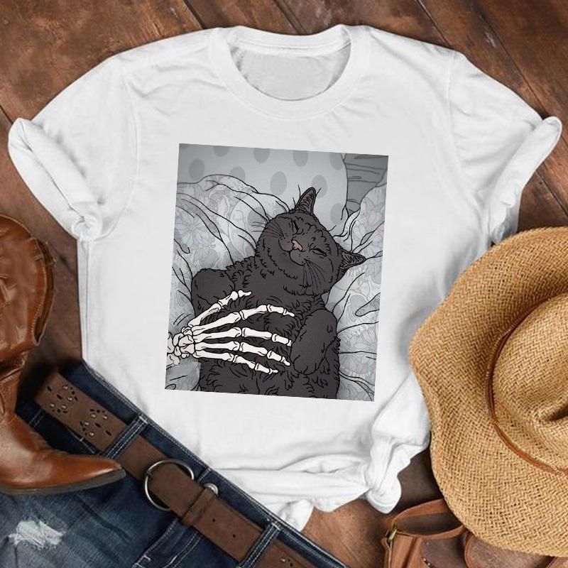 Kobiety Lady Printed Cartoon 90S Horror Sleep Fashion Shirt Odzież Tshirt Female Print T Tee