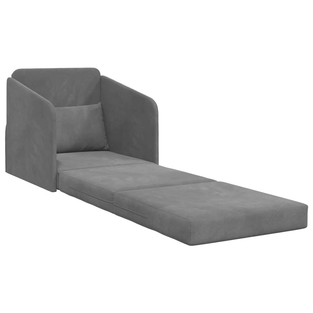 Dark Gray Velvet Sofa Bed 25.6 X 31.5 X 32.7 In