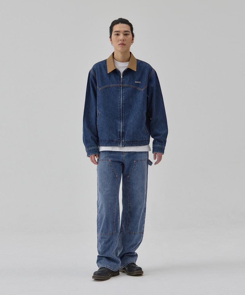 Ryul+Wai Denim Zip-Up Work Jacket Deep Blue C6