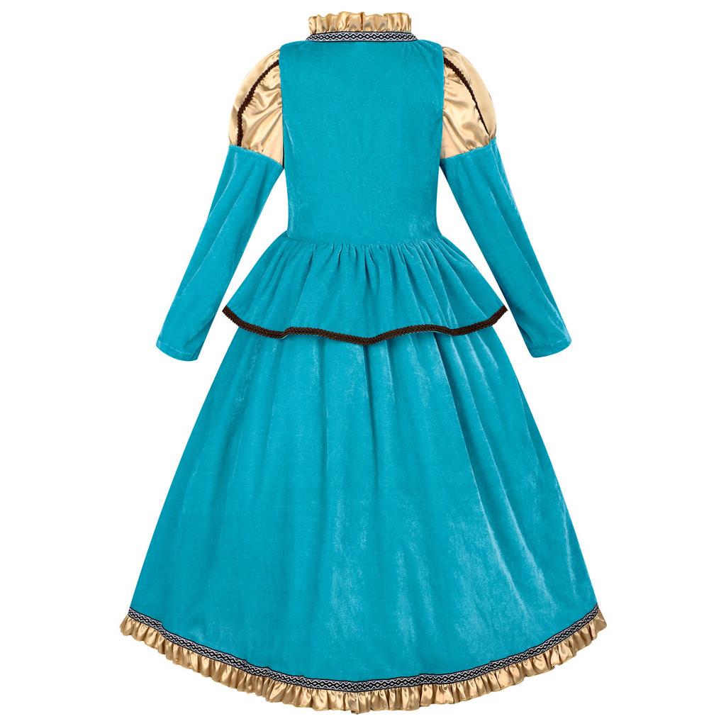 Halloween Kinder Mittelalter Prinzessin Cosplay Kleid Mit Krone Und Zepter Für Party