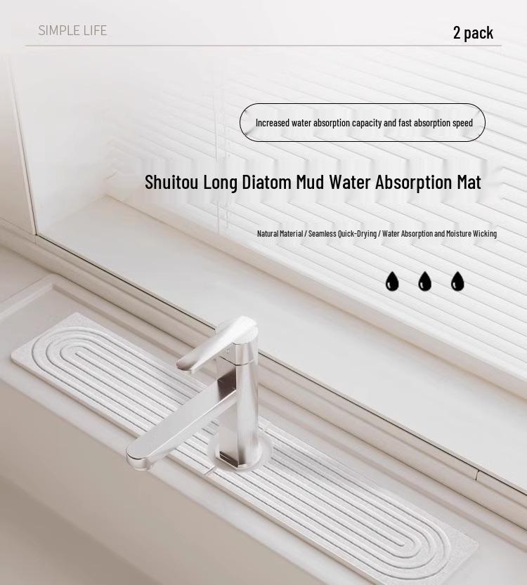 Diatom Mud Absorbent Pad - Quick-Drying Faucet & Sink Mat for Kitchen/Bathroom