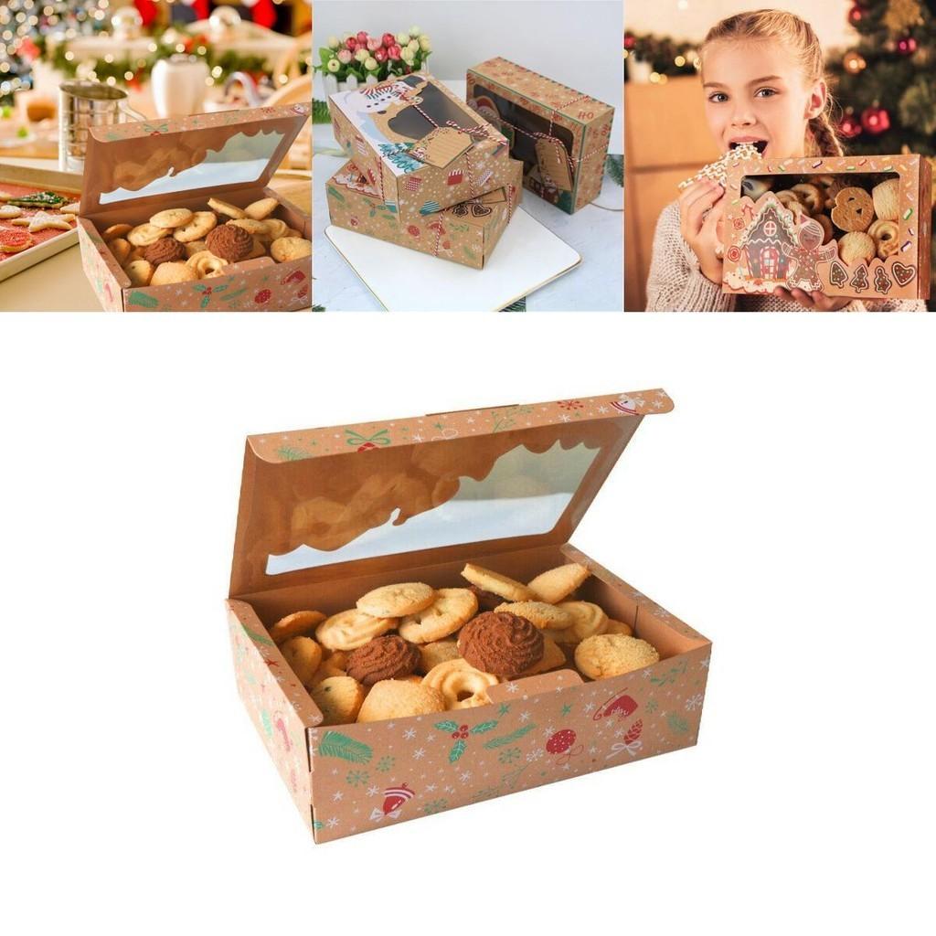 Charming 12pcs Kraft Paper Christmas Gift Candy Cookie Muffin Cake Boxes With Recyclable Materials For Eco-conscious Celebrations