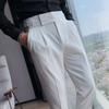 Autumn Solid High Waist Trousers Men Formal Pants High Quality Slim Fit Business Casual Suit Pants Hommes