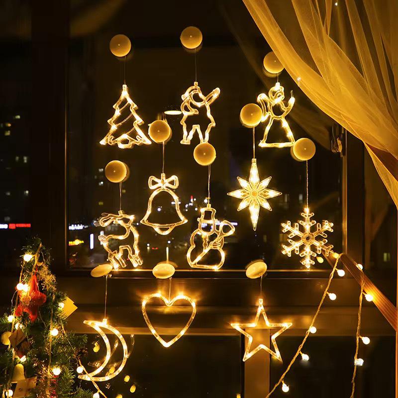LED Suction Cup Christmas Window Lights - Santa & Snowman Shapes