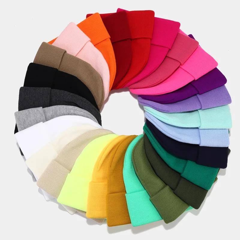 Solid Knitted Hat Winter Autumn Keep Warm Outdoor Women Men Wool Beanies Ear Gorras Ski Caps Cycling Hip Hop Skateboard Hat