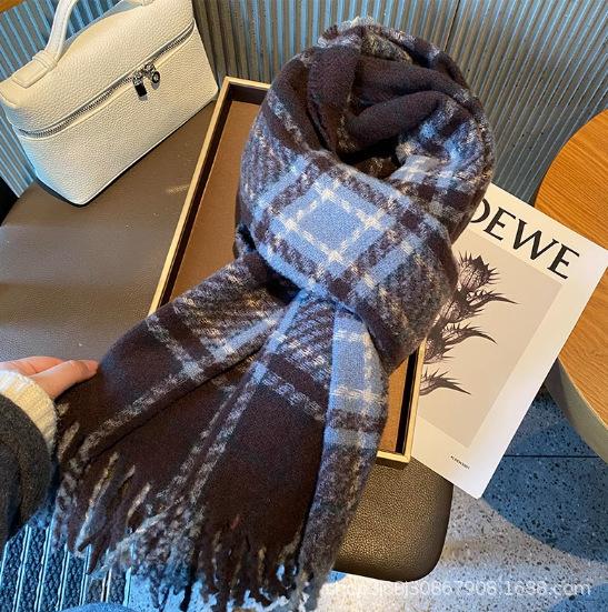 Collection Autumn and Winter New Mohair Solid Color Scarf Korean Version Atmosphere Scarf Enlarged and Thickened Shawl Scarf