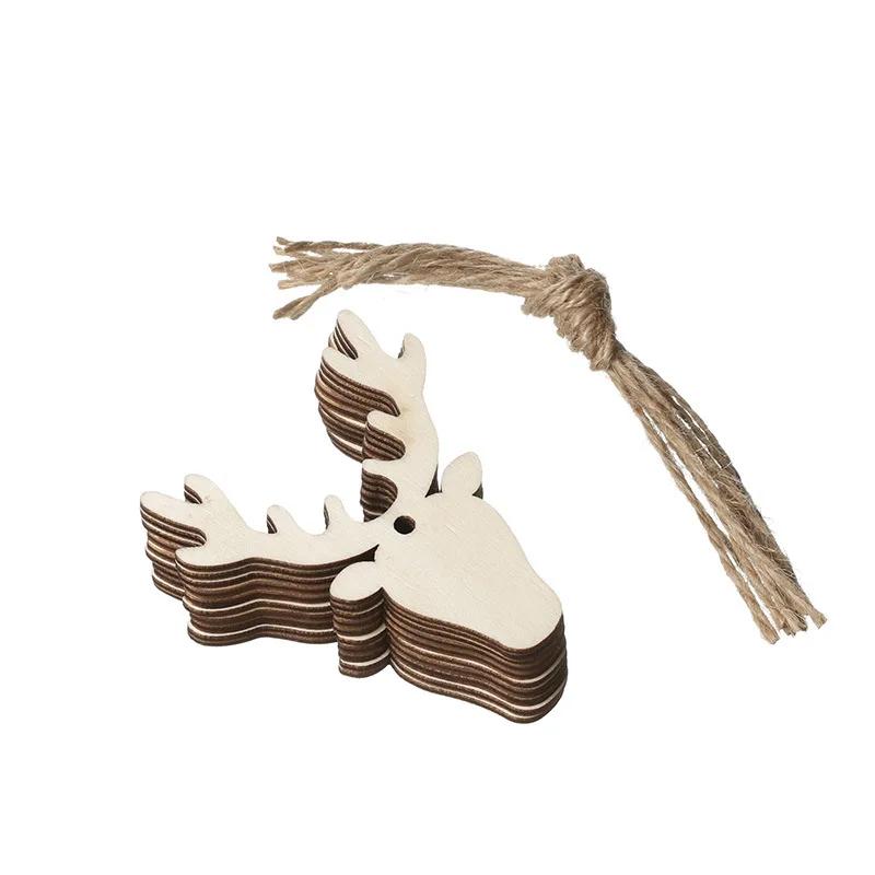 10Pcs Enfeites de Natal de Madeira Fatias de Madeira Inacabadas com Furos Pingentes de Madeira em Branco para Crianças Decoração de Árvore de Natal Artesanato DIY
