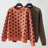 Women's Autumn and Winter Jacquard Crewneck Loose Casual Knitwear Amazon European and American Style Sweater