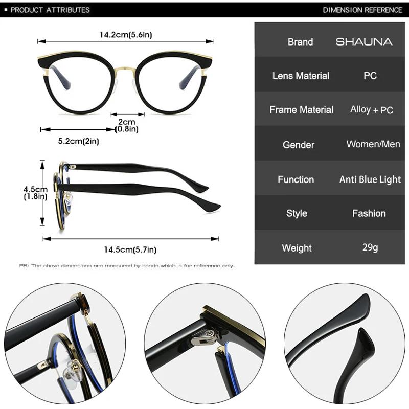 SHAUNA Rétro Rond Femmes Printemps Charnière Lunettes Cadre Mode Clair Anti Lumière Bleue Lunettes Hommes Oeil De Chat Optique Léopard Cadre