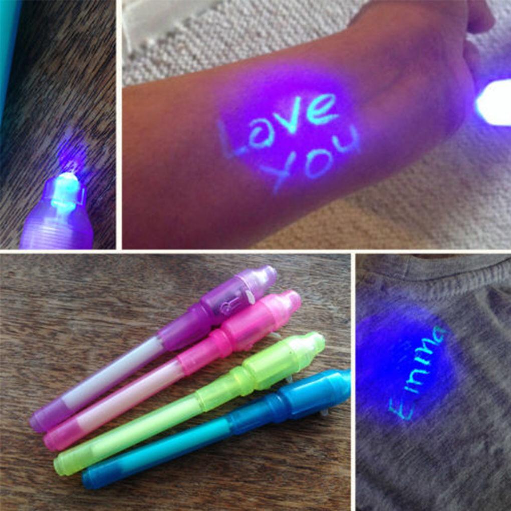 Stylo à encre invisible UV multifonctionnel à pointe large - Détecteur de faux billets & Stylo fluorescent magique pour la publicité