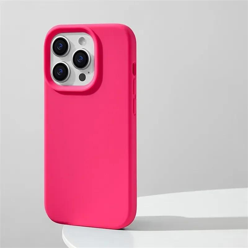 Capa de silicone líquido original de luxo para iPhone 16, bolsa de lentes, Apple 15, 14, 13, 12 pro max, capa macia à prova de choque