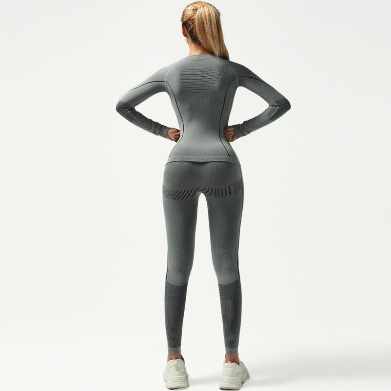Ski Training Seamless Base Layer Set Autumn-Winter Warm Moisture-Wicking Quick-Dry Fitness Wear Simple Basic Style