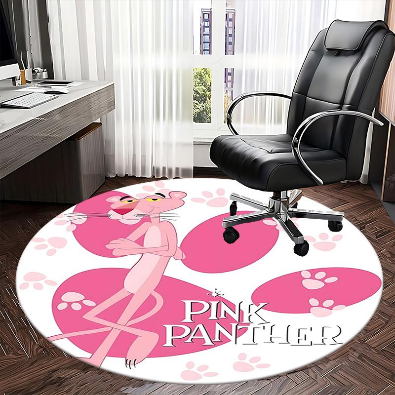 Panthère Rose, Tapis de sol pour chaise à roulettes Tapis rond Tapis de bureau, Lavable en machine, Antidérapant, Convient pour les salons, les chambres à coucher