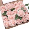25 Stück Künstliche Rosen mit Stielen, Elfenbeinfarbene Schaumrosen, Lebensechtes Aussehen, Geeignet für DIY Hochzeitsstrauß, Brautstrauß, Heim-Mittelstück